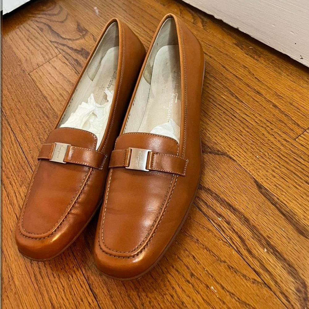 Salvatore Ferragamo Carmel/Almond Brown Slip On Leather Loafer